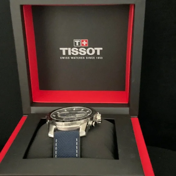 Tissot Men's Black and Blue Chronograph Watch